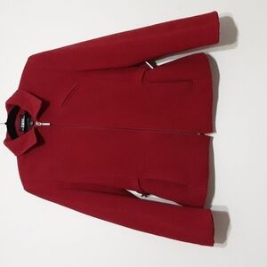 B Moss women coat  M Full Zip  wool event casual Comfy Red Luxury